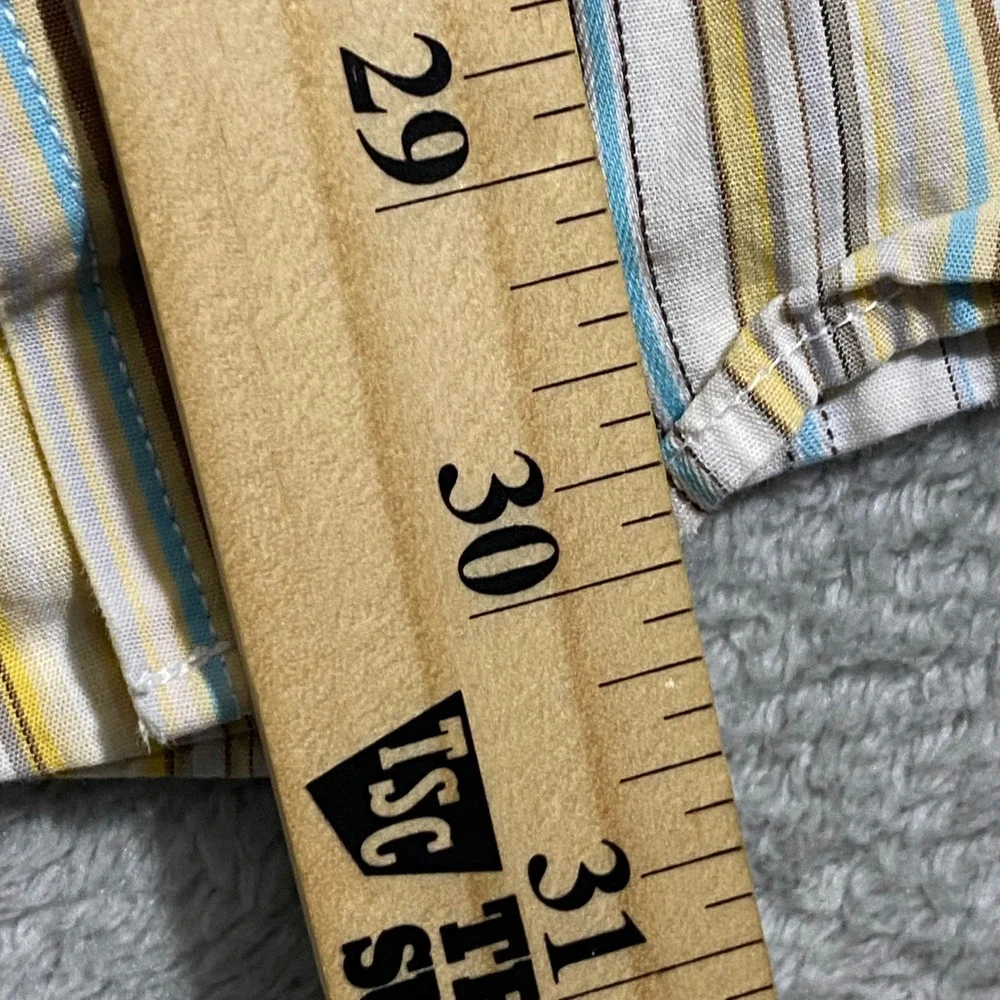 Banana Republic Striped Button Down Mens Large‎ White Blue Yellow Long Sleeve